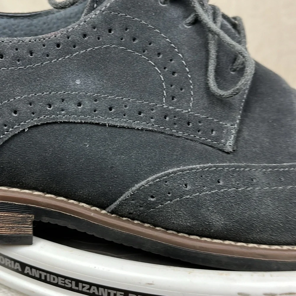 Bruno Marc Urban Suede Leather Lace Up Wingtip Dress Shoes Gray Size 15